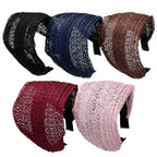 LONEEDY 5 Pack Wide Hard Headband with Teeth for Women, Girls’s Hair Band Pleated Cloth Fabric Hair Hoop Accessories (Mixed colors E)