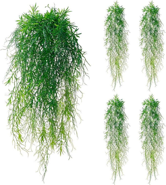 4Pcs Fake Hanging Fern Plants for Outdoors, UV Resistant Artificial Ferns by dallisten