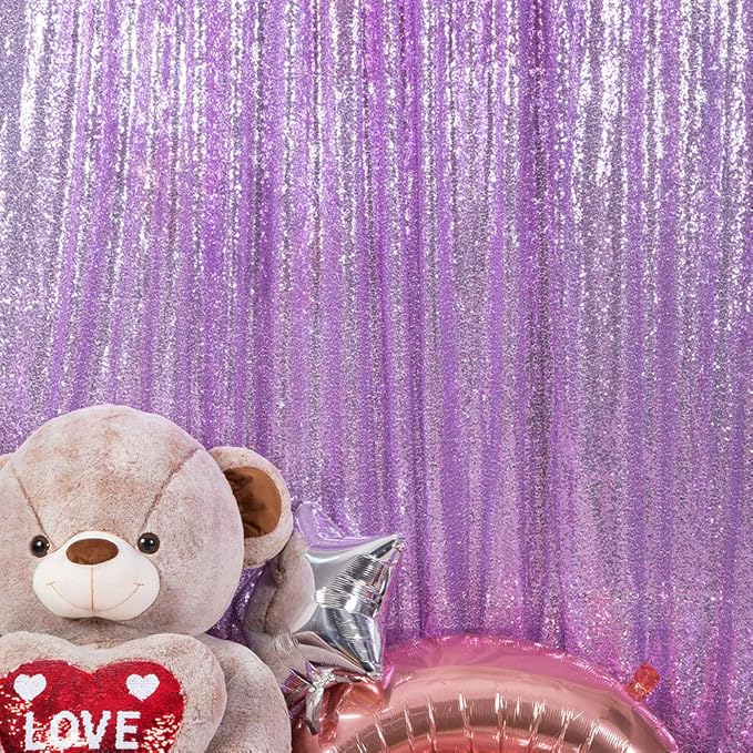 JYFLZQ Lavender Sequin Backdrop Curtains 7ft x 7ft 1 Panel Glitter Photo Booth by JYFLZQ