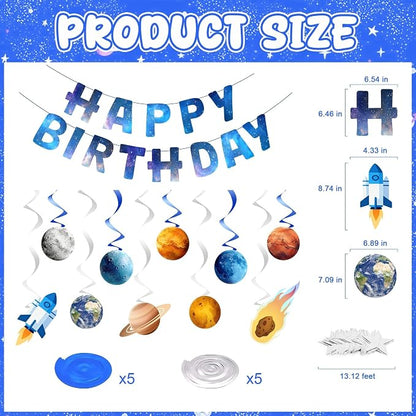 Outer Space Party Decorations, Happy Birthday Galaxy Banner, Solar System - Image 2
