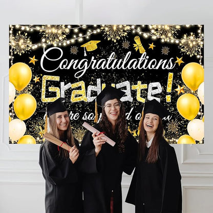 Famoby Congratulations Graduate We are so Proud of You Hanging Banner Fabric - Image 6
