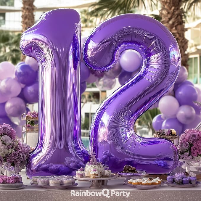 RainbowQ Purple 12 Balloon Number 40 Inch 0-40 Foil Large Balloons | Big Mylar - Image 2