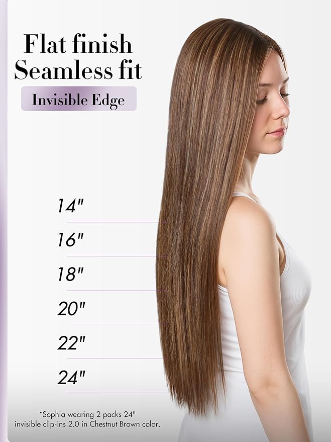 LUVME Invisible Clip in Hair Extensions Real Human Hair, 18 inch 110g 6Pcs, Natural Brown Highlights Human Hair Extensions Clip ins for Women, Natural Seamless Straight Human Hair