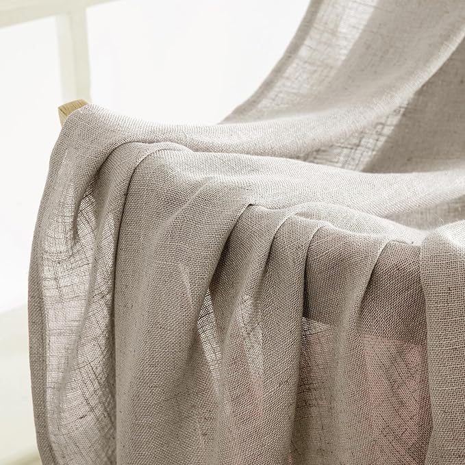 MIULEE Burlywood Birch Linen Curtains 52x84 Inch Long 2 Panels - Image 6