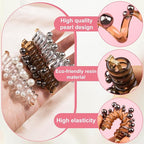 3 Pcs Creaseless Spiral Hair Ties for Women, 3 Colors Pearl Phone Cord Shape Hair Bands, Pearl Telephone Scrunchies, Coil Hair Ties for Thick, Thin, Long, Curly Hair