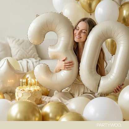 PartyWoo Number Balloons 40 Inch White Number 3 Kit 25pcs - Image 8