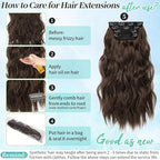 KooKaStyle Hair Extensions Long Wavy 4PCS Thick clip in hair extensions Hairpieces Chocolate Brown Fiber Double Weft Natural Synthetic Hair Extensions 20 Inch for Women