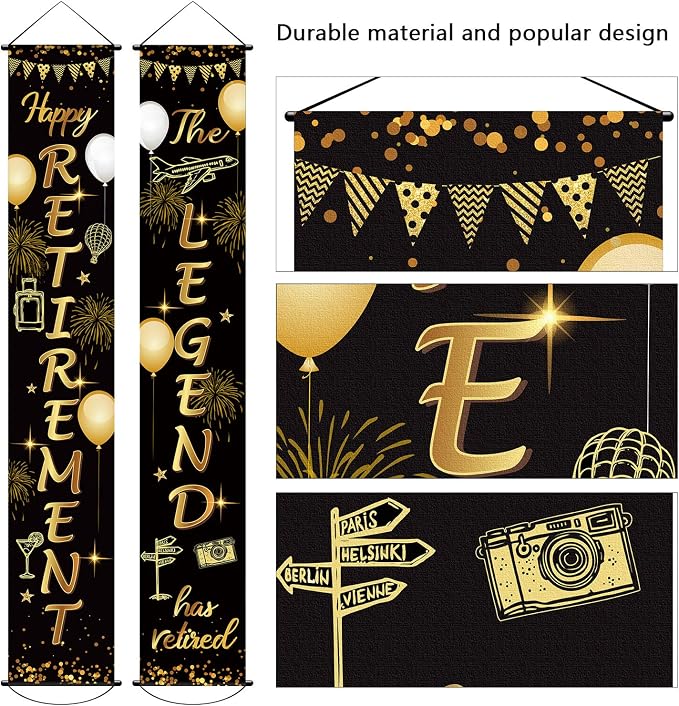 Boao Retirement Porch Sign Door Hanging Banner, Retirement Banner the Legend - Image 3