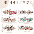Geyoga 6 Pieces Vintage Hair Barrettes for Women Retro Flower French Pearl Crystal Rhinestones Clips Hair Pins for Women Styling Accessories(Bright Style)