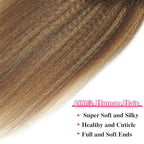 Kinky Straight Clip in Hair Extensions Real Human Highlight Clip ins For Women Unprocessed Clip on Hair Extensions(20inch,#4/27/4)