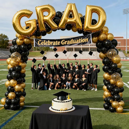 Black And Gold Balloon Arch Kit - Image 7