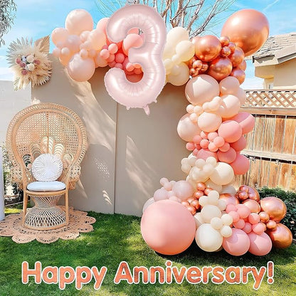 Light Pink Number 3 Balloon, 40 Inch Giant Mylar Number Balloons, Large Foil - Image 7