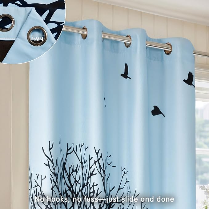 SUBRTEX Blackout Curtains 52Wx108L, Room Darkening Floral Curtains, Thermal - Image 8