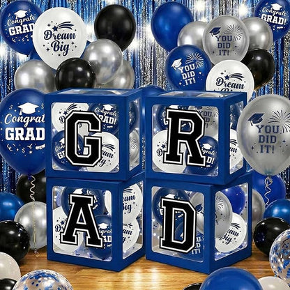 Graduation Decorations 2026 Navy Blue and Gold Balloon Boxes and Arch Garland - Image 7