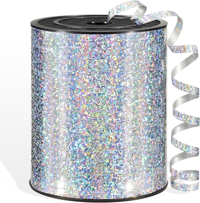 600 Yards Silver Shiny Curling Ribbon 1/5 Inch Metallic Silver Balloon String by Unknown