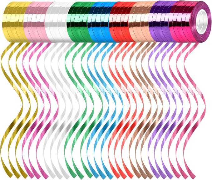 45 Rolls 9 Metallic Colors Curling Ribbon Balloon Curling Ribbons Set, 3/16 by Unknown