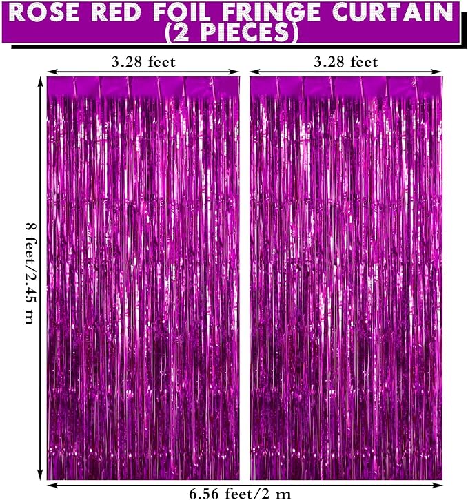 2 Pack Fringe Curtains Foil Shiny Fringe Backdrop Tinsel Door Streamers Foil - Image 2