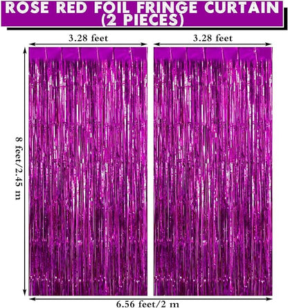 2 Pack Fringe Curtains Foil Shiny Fringe Backdrop Tinsel Door Streamers Foil - Image 2