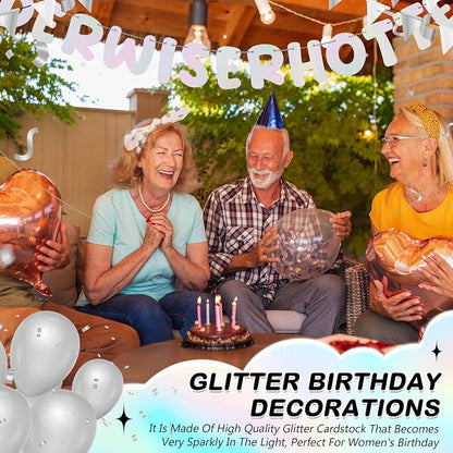 Fulmoon Set of 3 Pre Strung Older Wiser Hotter Glitter Banner Funny Birthday - Image 6