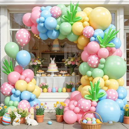 Pastel Balloon Arch Garland Kit, Macaron Pink Green Blue Yellow Latex Party by Paeyeq