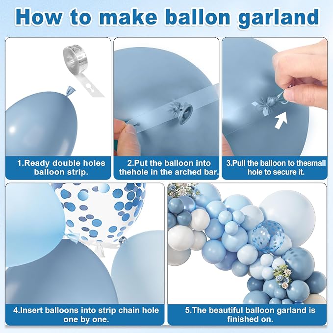 Amandir 173Pcs Dusty Blue Balloon Arch Garland Kit | Baby Light Dusty Blue - Image 4