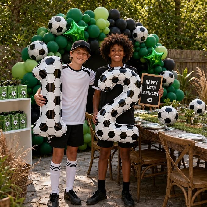 Big Soccer 12 Balloons, 9th Birthday Decorations - Image 3