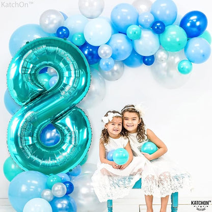 KatchOn Giant Blue Teal Number 8 Balloons-40 Inch, Happy 8th Birthday Decor | - Image 4