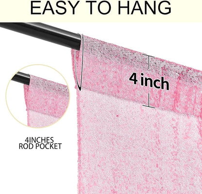2×8FT-4PCS Pink Sequin Backdrop Curtains Panels, Photography Backdrop Glitter - Image 5