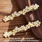 2 Pcs Pearl Hair Clip, Gold Hair Barrettes, Elegant Pearl Barrette, Small Decorative Pearls Hair Clips for Women Thick Thin Hair Party Wedding (Gold)