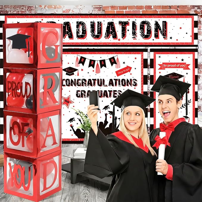 Graduation Decorations 2026, PROUD OF YOU, Class of 2026 130pcs Red and Black - Image 3