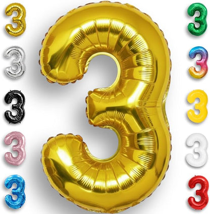 Gold Number Balloon 3 Mylar Foil Balloons 40 inch by Unknown