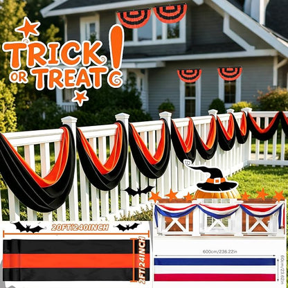 Halloween Bunting Flag 2x4 FT Fully Sewn Orange & Black 5 Stripe - Image 6