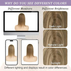Toppers Hair Pieces for Women #TAC, 3x5 Inch Injected Silk Base 14 Inch Length 130% Density Real Human Hair Toppers