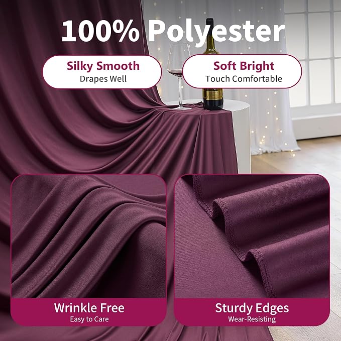 10ft×12ft Wrinkle Free Burgundy Backdrop Curtain - Image 4