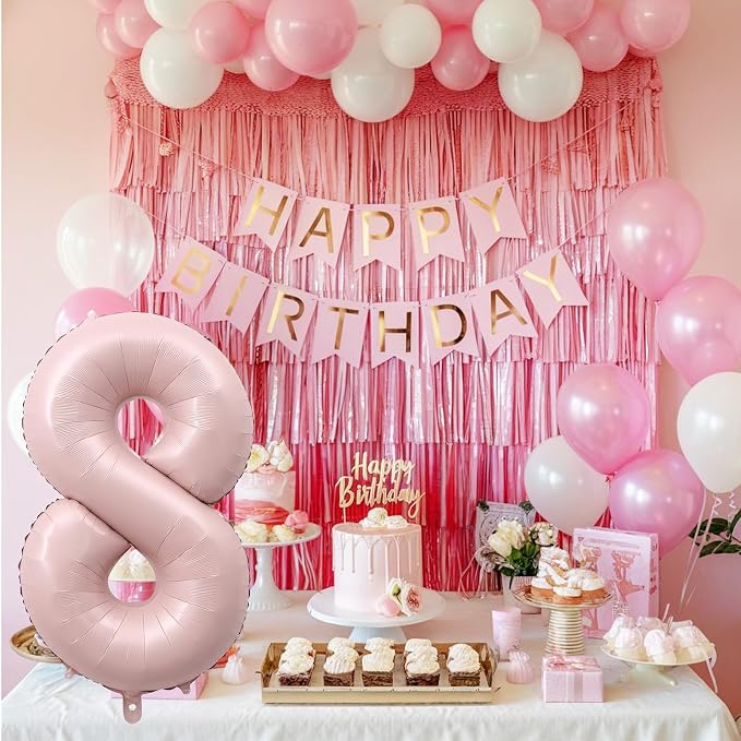 Pastel Pink 8 Balloons, Self Inflating Digit 8 Balloons - Image 5