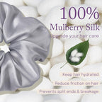 OLESILK Silk Scrunchies Oversized 100% Mulberry: Large for Long Thick Hair, Soft and Smooth for No Damage Hair Care Sleeping, Vintage Fashion