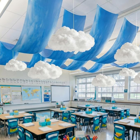 VioraWhite 13 Pcs Blue Sky White Cloud Ceiling Decor Include 12 x 2 ft by VioraWhite