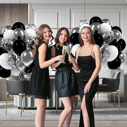 60pcs Black and Silver Balloons 12inch - Image 5