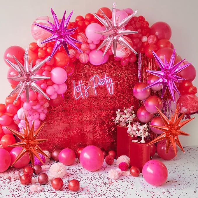 HILAVO 6PCS Star Balloons, 22Inch Huge Hot Pink Red Pink Star Balloon Foil - Image 7