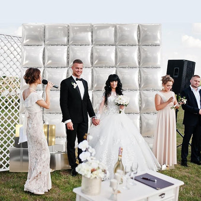 36pcs Pearl White Square Foil Balloons Backdrop Kit - Image 4