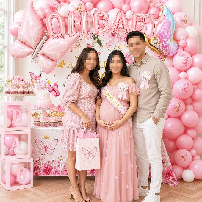 Pink Butterfly Baby Shower Decorations - Image 8