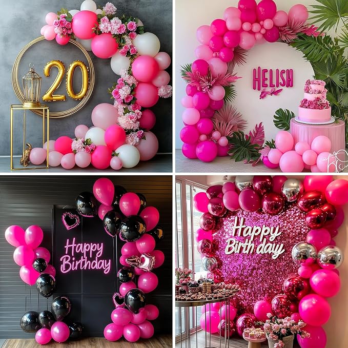 RUBFAC 135pcs Hot Pink Balloons Different Sizes 18 12 10 5 Inch - Image 7