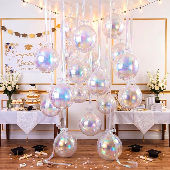 20 Pcs Metallic Iridescent Foil Balloons Giant 22 Inch 4d Round Metallic - Image 8