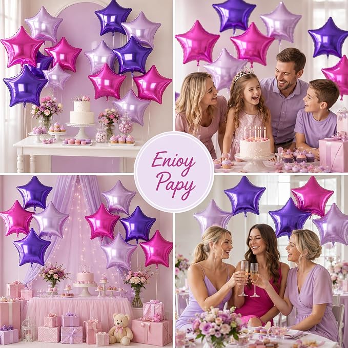 Star Foil Balloons, 18 Inches Purple Pink Balloons - Image 6