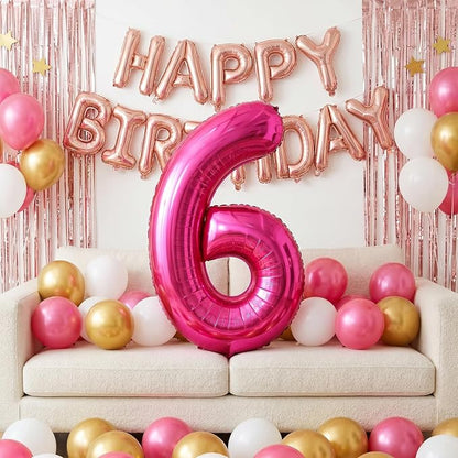 40 Inch Hot Pink Number 6 Balloon, Giant Number Balloons, Birthday Decor | - Image 4