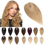 SEGO Human Hair Toppers for Women With Thinning Hair, 7 * 13CM Silk Base 100% Real Human Hair Clip in Top Wiglet Hairpieces -16 Inch No Bangs Dark Blonde