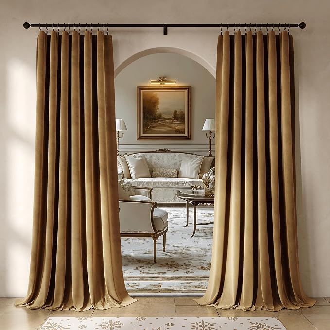Beauoop Golden Brown Velvet Curtains by Beauoop
