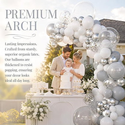 KARLURE White Silver Balloon Arch Kit Garland - Image 9