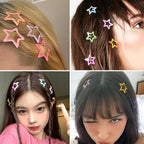 Star Hair Clips Snap Hair Barrettes Non Slip Star Hair Accessories Multiple Colors Metal Hair Clips for Girls Women -50PCS 1.18"