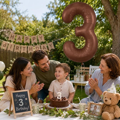 Dark Brown Number 3 Balloon, 40 Inch Giant Chocolate Brown Number Balloons 0-9 - Image 4